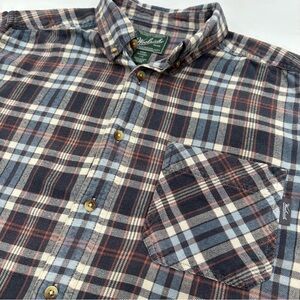 Woolrich Men's Black/Blue/White Plaid Flannel Long Sleeve Shirt Large_Vintage